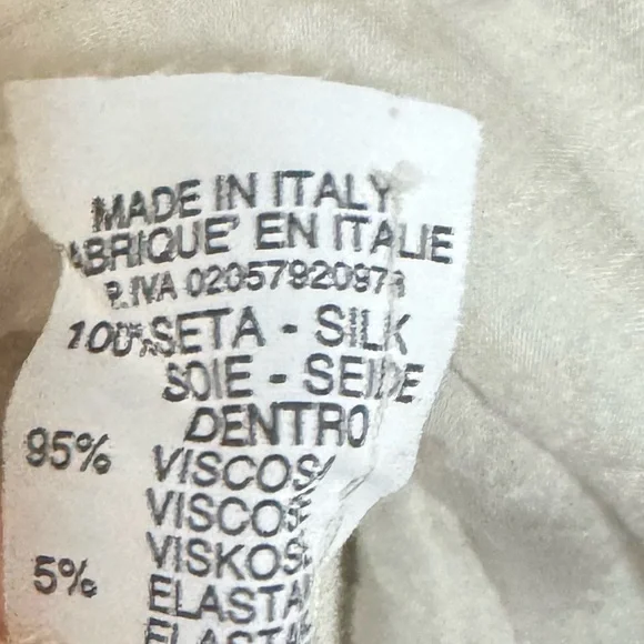 LINE Italy Romantic White Lace & Silk Pleated Midi Dress - Long Sleeve - Picture 4 of 4